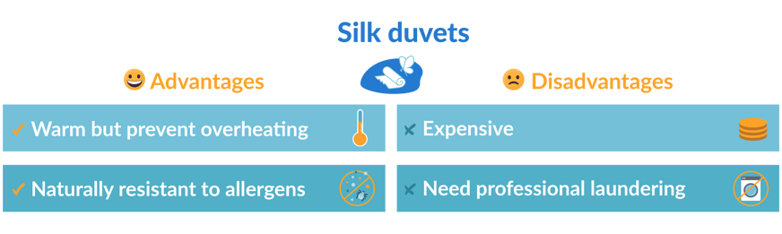 Pros and cons of silk duvets